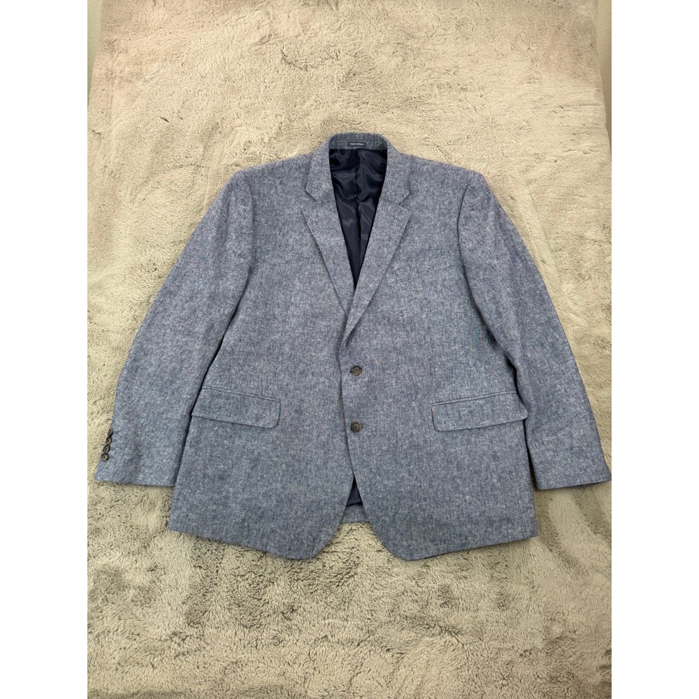 Stafford Tailored Culture Classic Fit Sport Coat‎ Blazer Mens Blue Linen 50 Reg